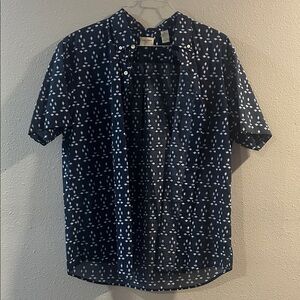 Dockers Men’s XL Short Sleeved Dress Shirt Dark Blue & White